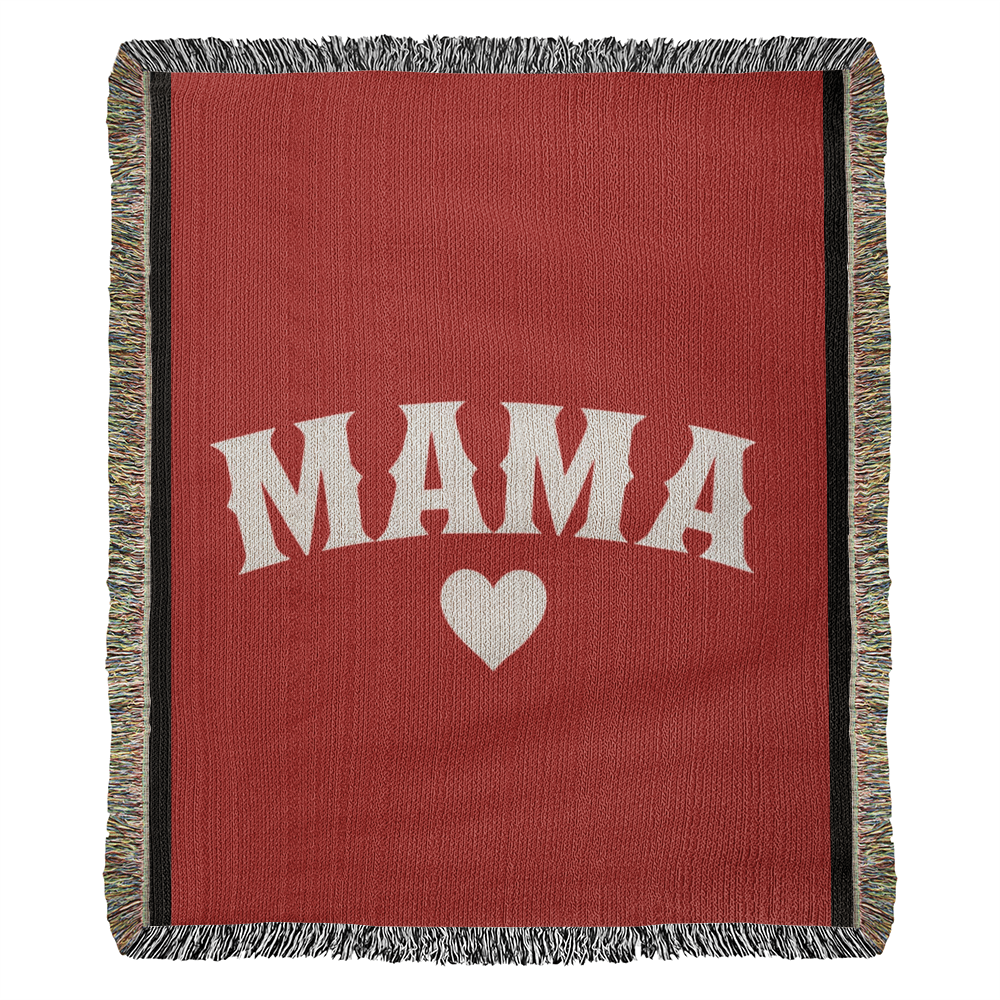 Mama Love Heirloom Woven Blanket - Custom Portrait Artwork, Cozy Throw, Personalized Gift