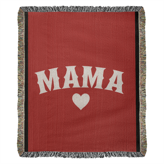Mama Love Heirloom Woven Blanket - Custom Portrait Artwork, Cozy Throw, Personalized Gift