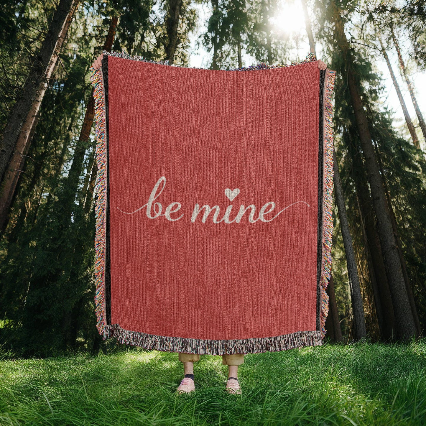 Be Mine Heirloom Artwork Woven Blanket (Portrait) - Personalized Romantic Gift, Customizable Throw for Couples, Anniversary or Wedding Keepsake