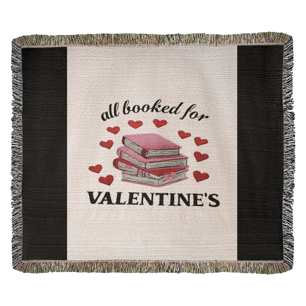 All Booked for Valentine's Heirloom Artwork Woven Blanket - Cozy Landscape Throw for Gifts, Home Décor, and Valentine's Day