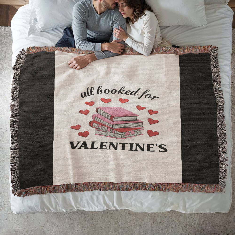 All Booked for Valentine's Heirloom Artwork Woven Blanket - Cozy Landscape Throw for Gifts, Home Décor, and Valentine's Day