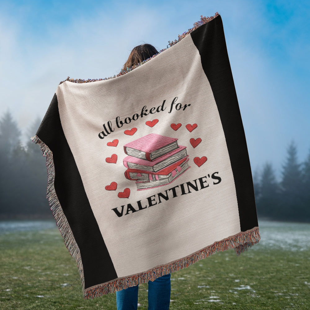 All Booked for Valentine's Heirloom Artwork Woven Blanket - Cozy Landscape Throw for Gifts, Home Décor, and Valentine's Day