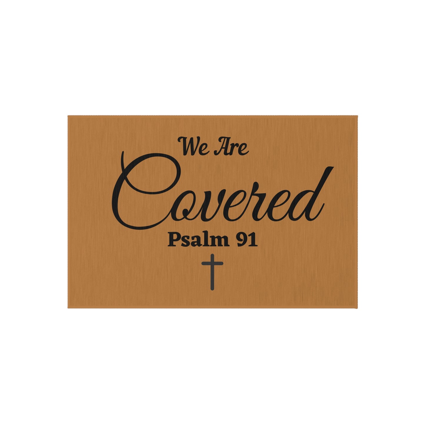 Outdoor Rug  We Are Covered Scripture Doormat with Autumn Border