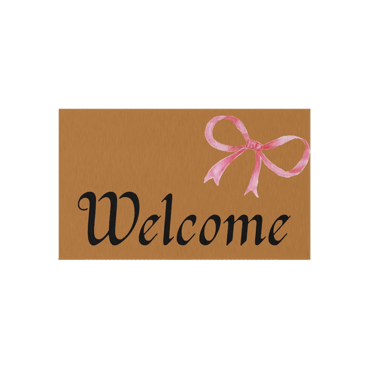 Welcome Outdoor Rug with Pink Bow Decorative Doormat for Porch & Entryway