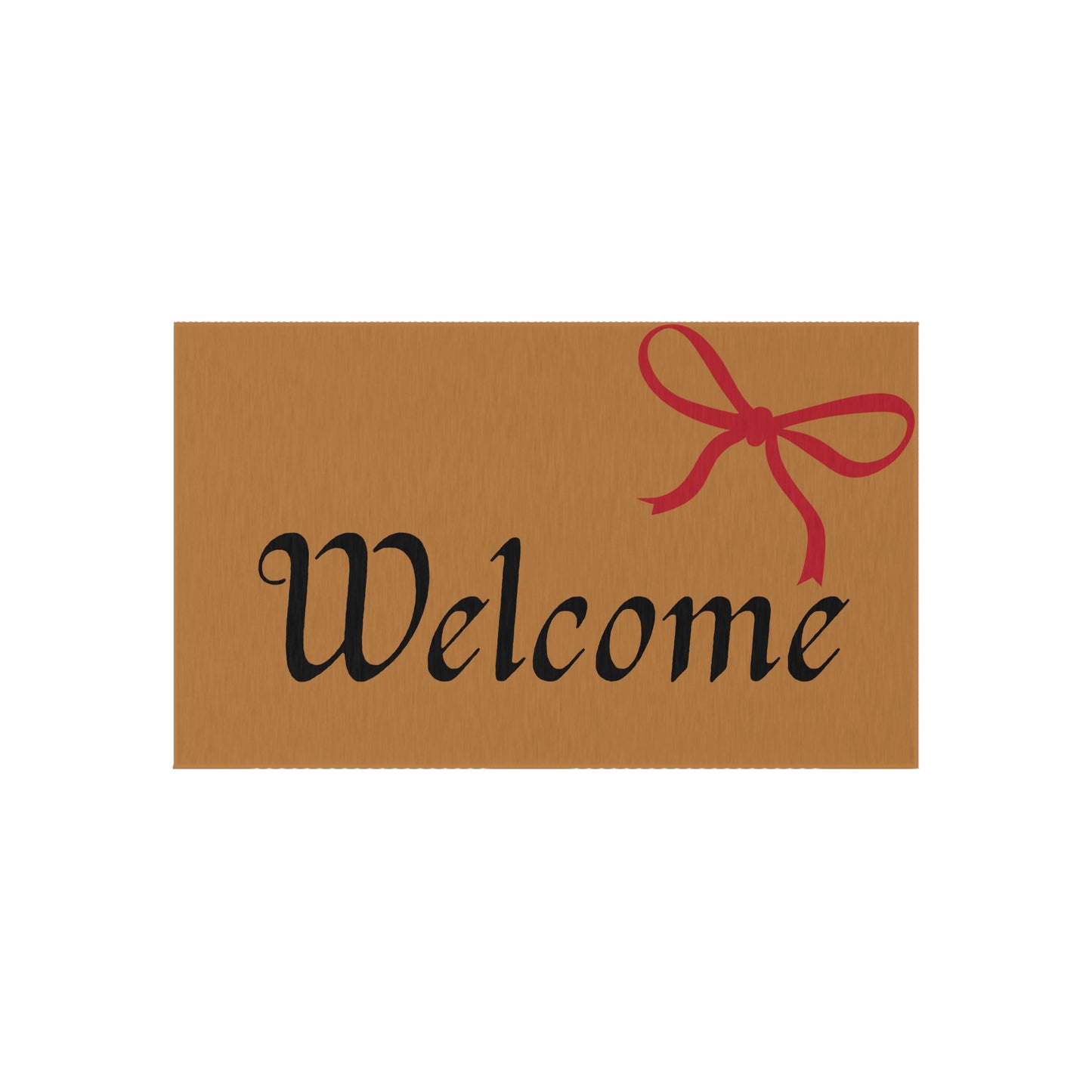 Welcome Outdoor Rug with Red Bow — Decorative Doormat for Porch & Entryway