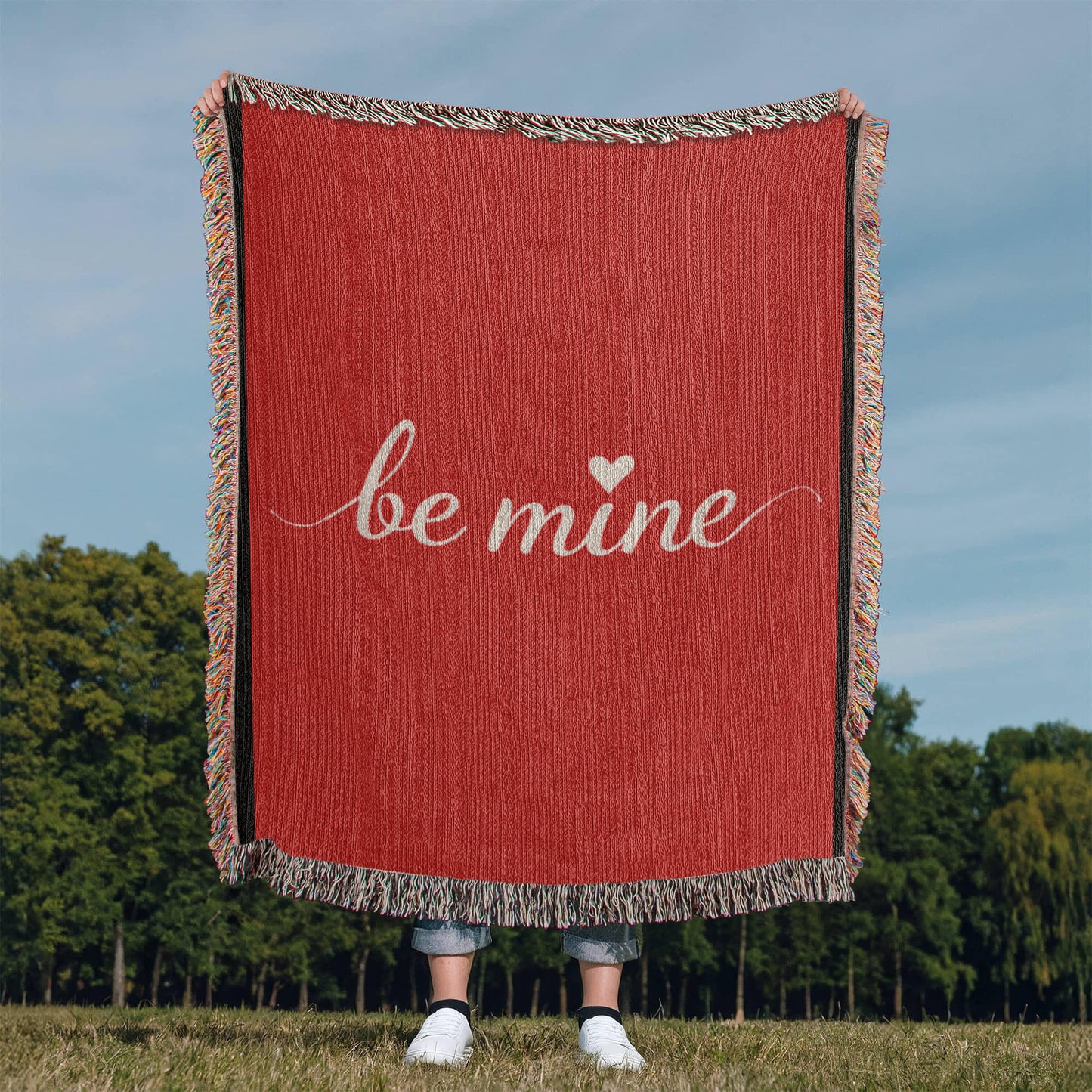 Be Mine Heirloom Artwork Woven Blanket (Portrait) - Personalized Romantic Gift, Customizable Throw for Couples, Anniversary or Wedding Keepsake