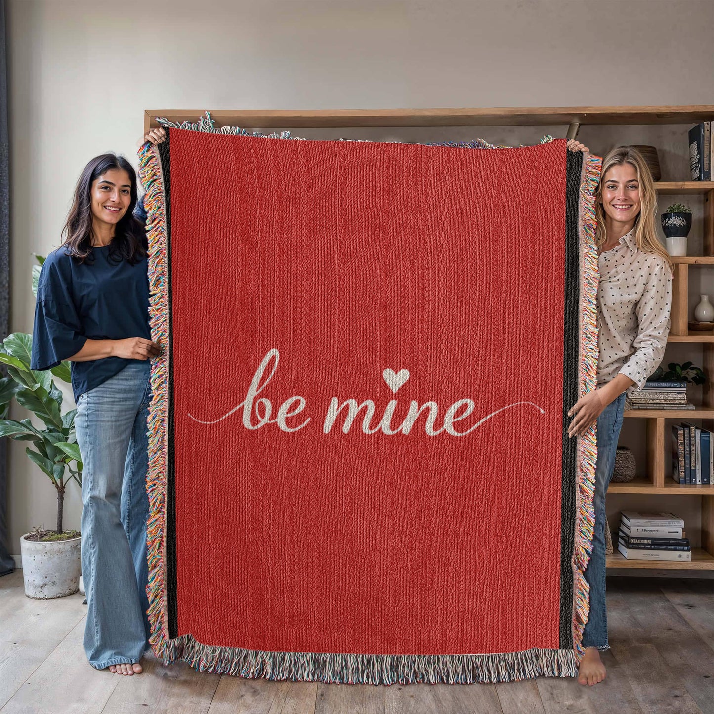 Be Mine Heirloom Artwork Woven Blanket (Portrait) - Personalized Romantic Gift, Customizable Throw for Couples, Anniversary or Wedding Keepsake