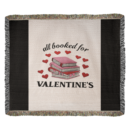 All Booked for Valentine's Heirloom Artwork Woven Blanket - Cozy Landscape Throw for Gifts, Home Décor, and Valentine's Day