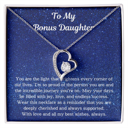 Bonus Daughter Jewelry Gift – Meaningful Necklace with Heartfelt Message | Unique Gift for Stepdaughter, Birthday & Special Occasions